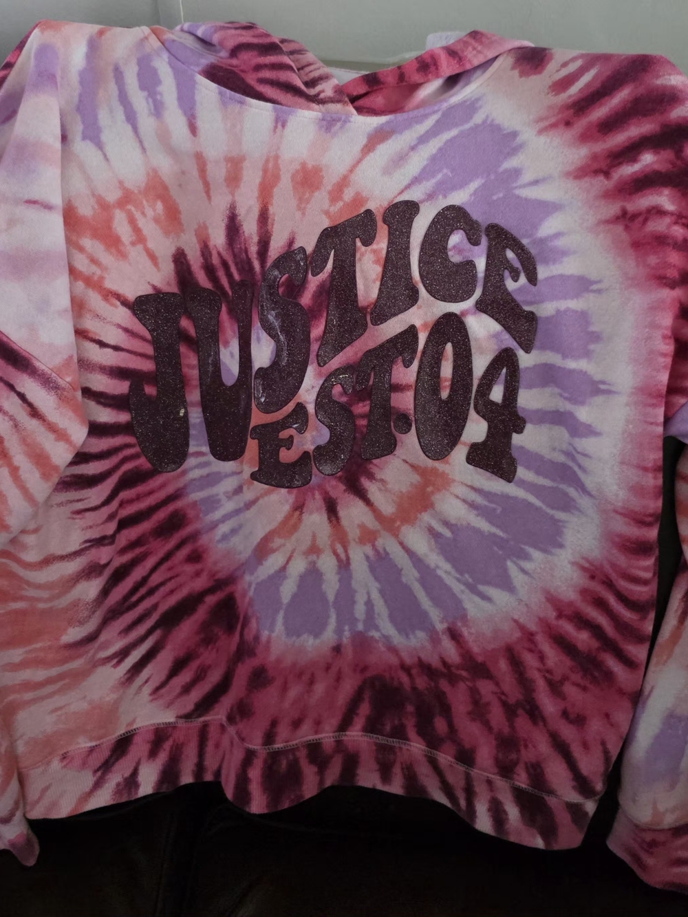 Justice Tie-Dye Graphic Hoodie - Pink & Purple